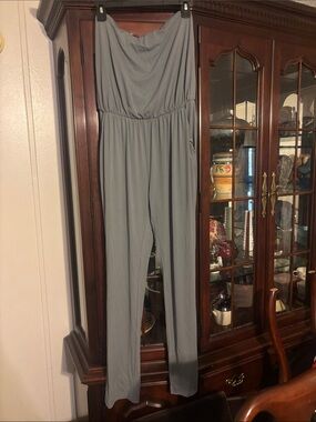 Strapless Grey Jumpsuit with Elastic Waist size large  Susana Monica